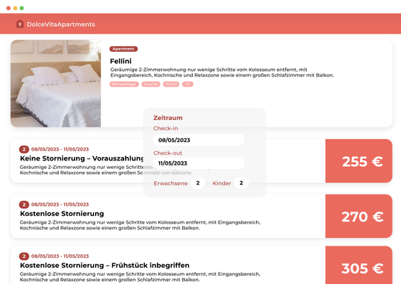 Booking Engine Vorschau