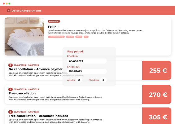 Booking engine preview